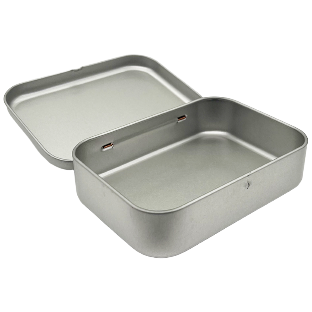 S051 화영제관 사각 경첩 틴케이스,대형 틴케이스, 미니 틴케이스, 원형 틴케이스, 철필통, 원통, 정리함 케이스, 틴케이스 쿠키, 철제 케이스, 1개, 은색 1,340원