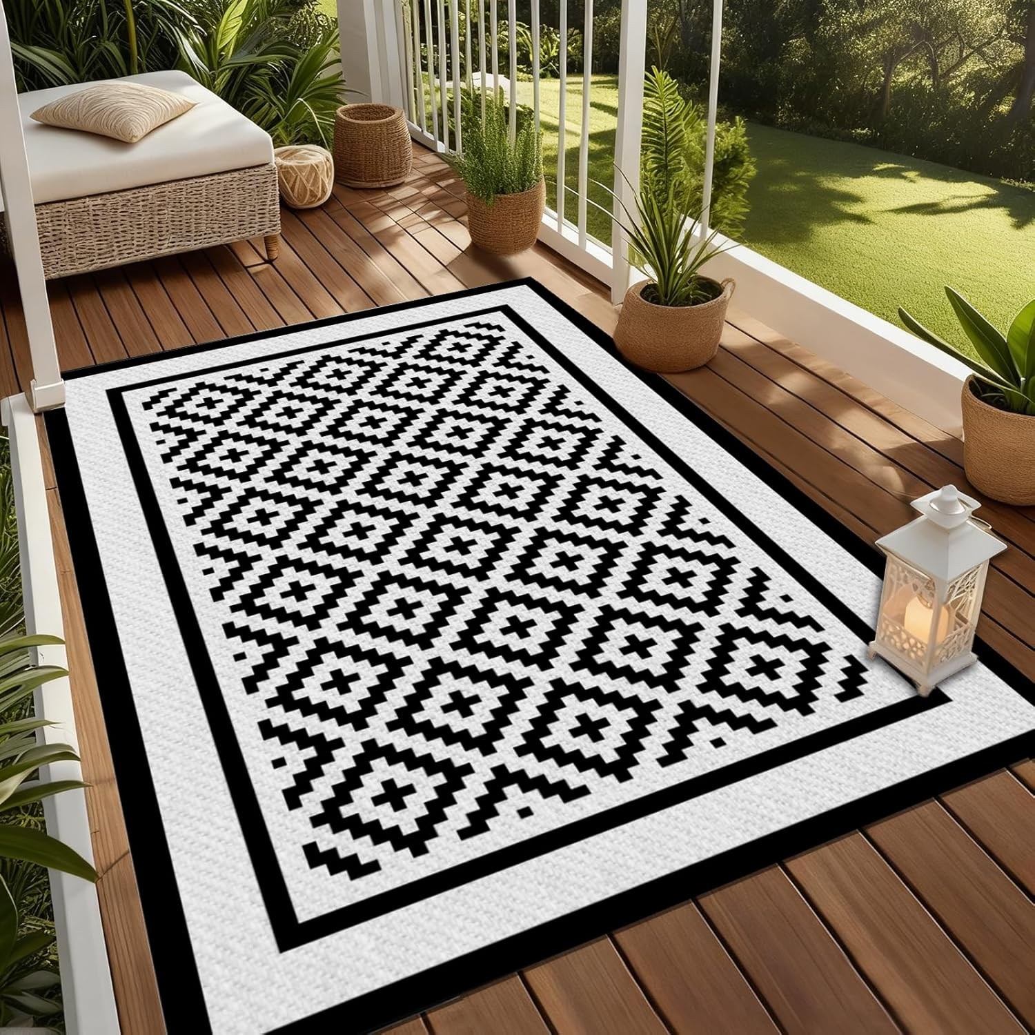 야외용 카펫, 방수 기하학적 무늬 러그, 현관, 테라스, 발코니, 피크닉, 해변, 캠핑카 36,990원