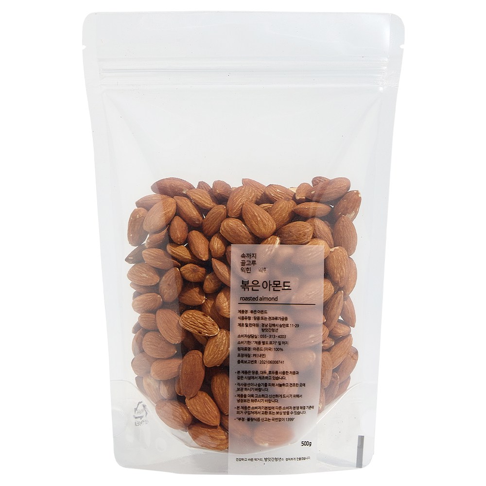 방앗간청년 속까지 골고루 볶은 캘리포니아 아몬드, 500g, 1개 14,620원