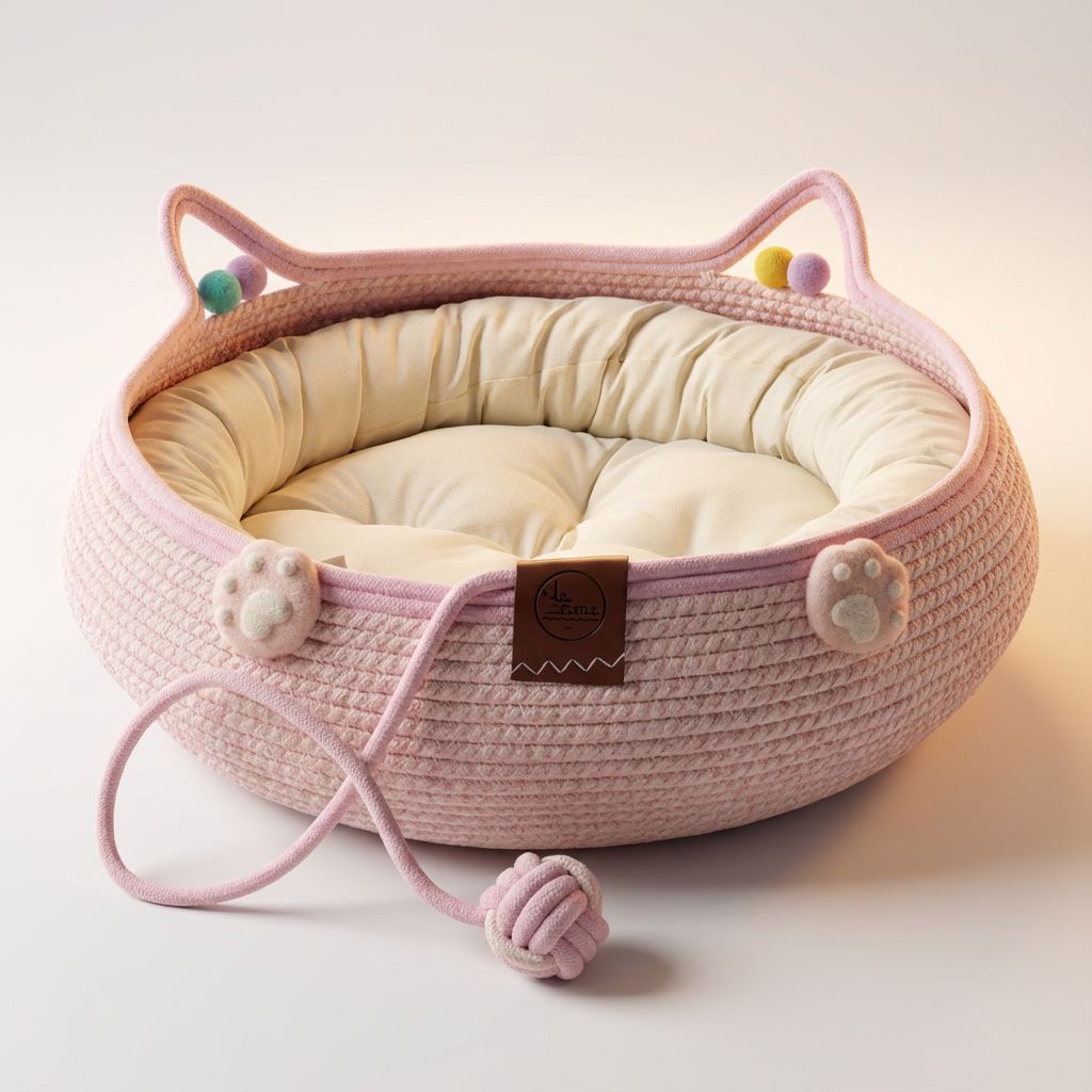 힘을내요 집사 고양이숨숨집 하우스 핑크 바구니 23,900원