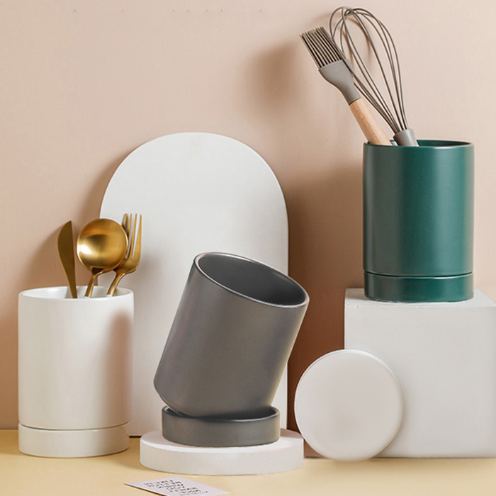 노르딕 모던 도자기 물빠짐 수저통 수저꽂이 1구 7,500원