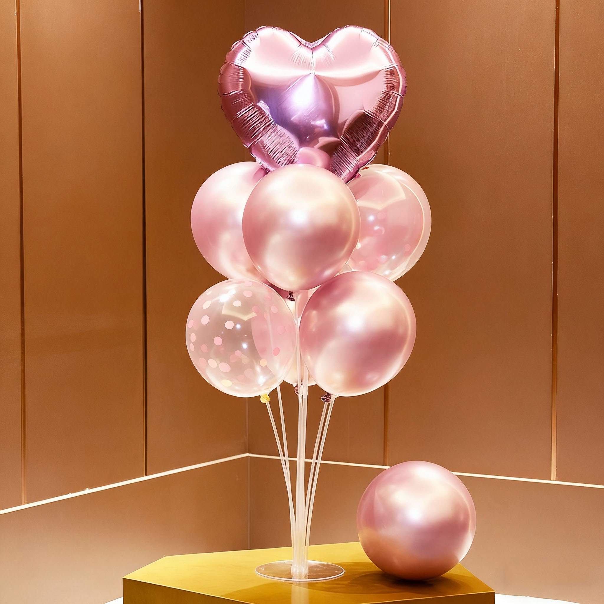 CEUQIESO 분홍색 혼합 하트 + 풍선꽂이 풍선 스탠드 (70cm), 생일파티용품 세트, 1개 7,000원