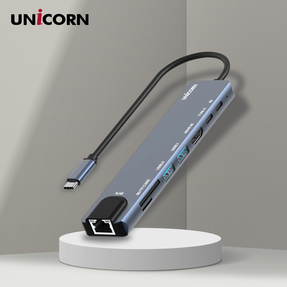 유니콘 8IN1 LAN포트 HDMI USB멀티허브 USB-C통신포트 PD87W충전 4K미러링/TCH-L60 26,900원