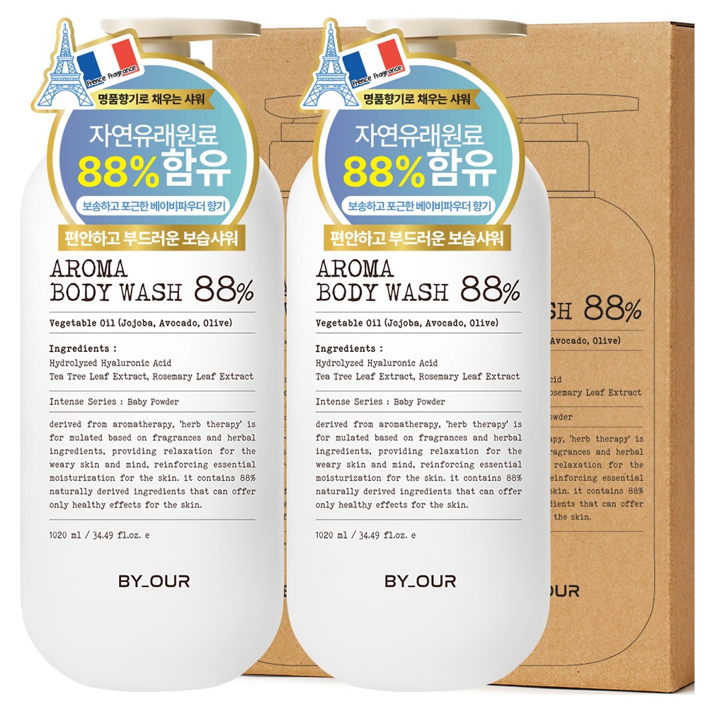 바이아우어 아로마 바디워시 베이비파우더, 1.02L, 2개 21,900원