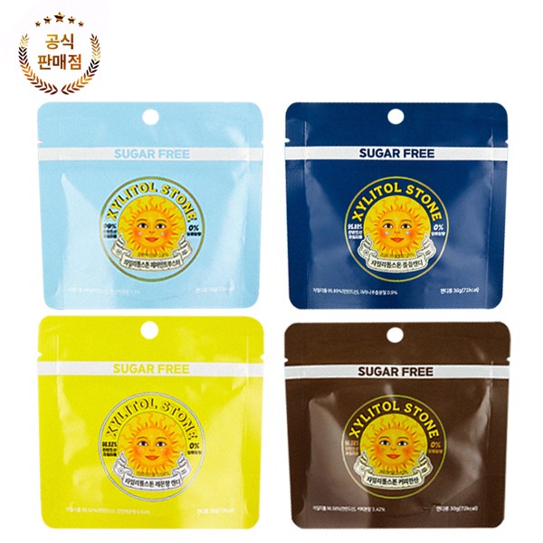 자일리톨스톤 혼합 미니 지퍼백 자일리톨 사탕 캔디 4종 세트, 4개, 30g, 현재가 10,000원