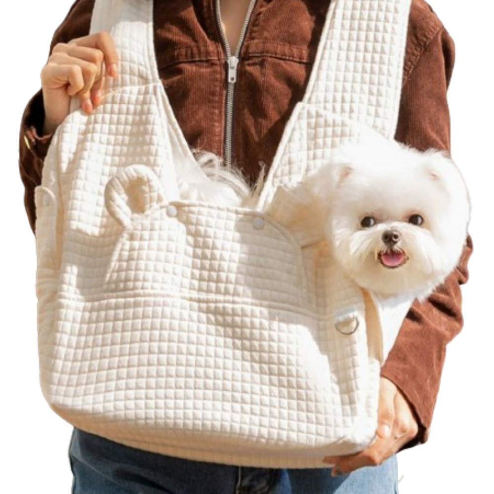 푸르픽 강아지앞가방 슬링백 고양이 이동가방 포대기 숄더백 산책 외출 기내용 봄 가을, 아이보리색, 1개 22,900원