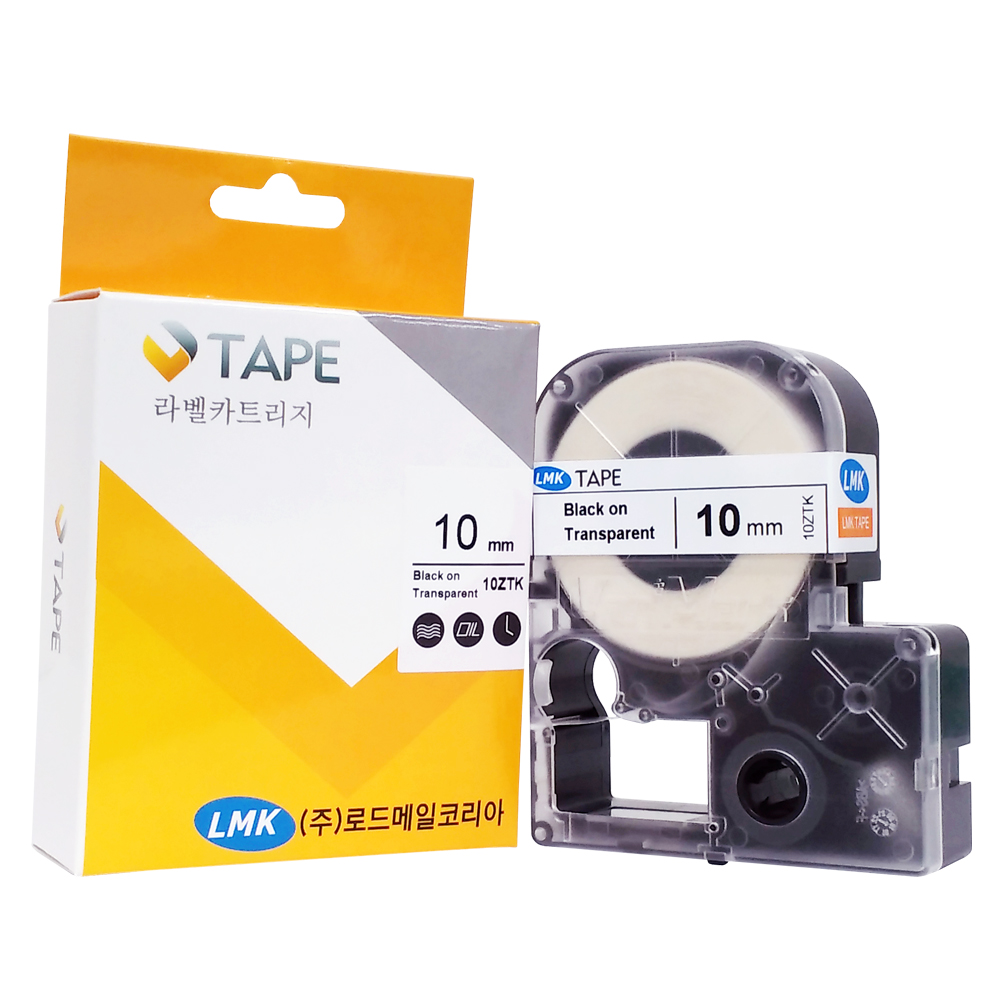LMK 라벨테이프 투명라벨지 10ZTK (투명바탕/검정글씨) 12,000원