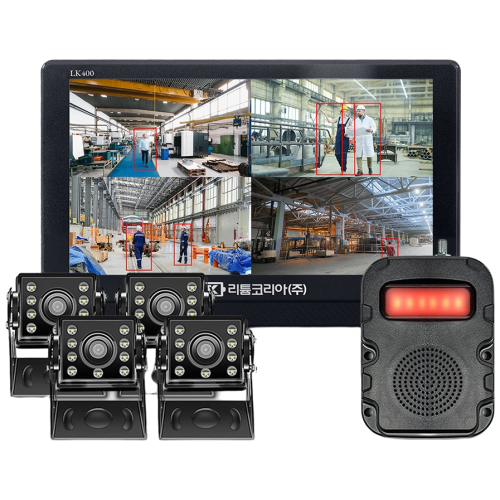 AI인공지능 지게차 산업장비 4채널 블랙박스 후방카메라 방수 사각지대 사람자동인식 모니터 경고등 349,000원