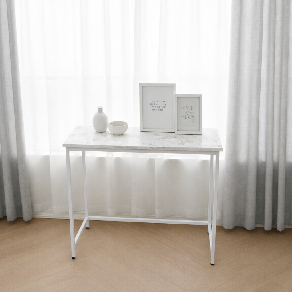 [국내제작] 인퍼니처 콘솔 폭좁은테이블 현관 테이블 카페 인테리어 화장대 850 950 완제품, 화이트+대리석무늬 69,500원