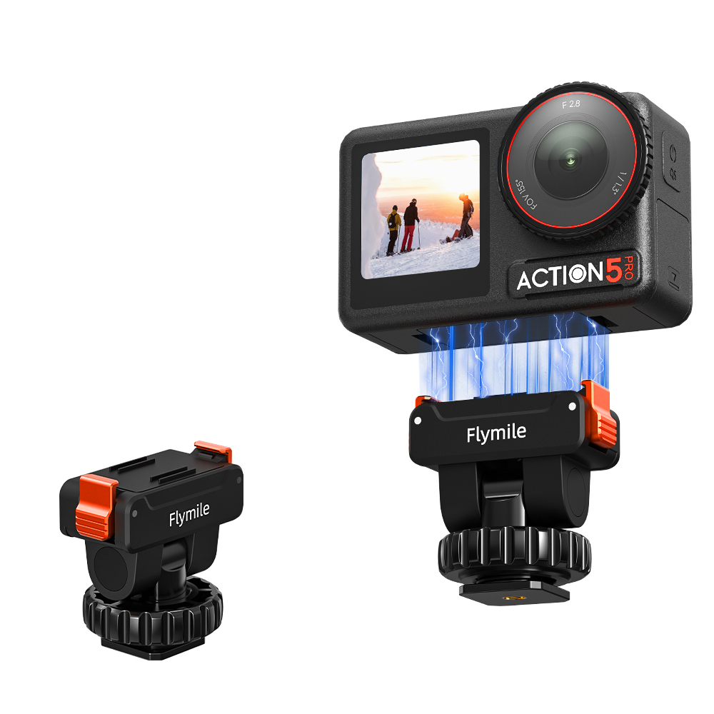 FLYMILE DJI Action 4/5Pro 전용 퀵릴리즈 콜드슈 짐벌, 마그네틱 고정, 가로세로 촬영, 1개, BLACK 18,000원