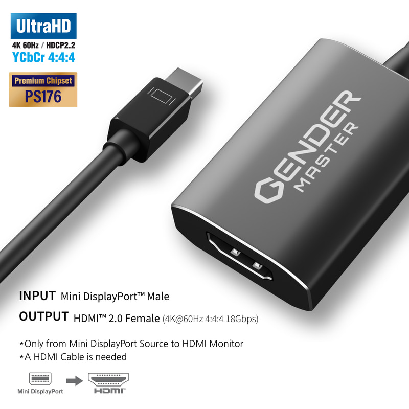 젠더마스터 Mini DisplayPort to HDMI 2.0 액티브컨버터 4K60Hz GM-101, GM-101 29,000원