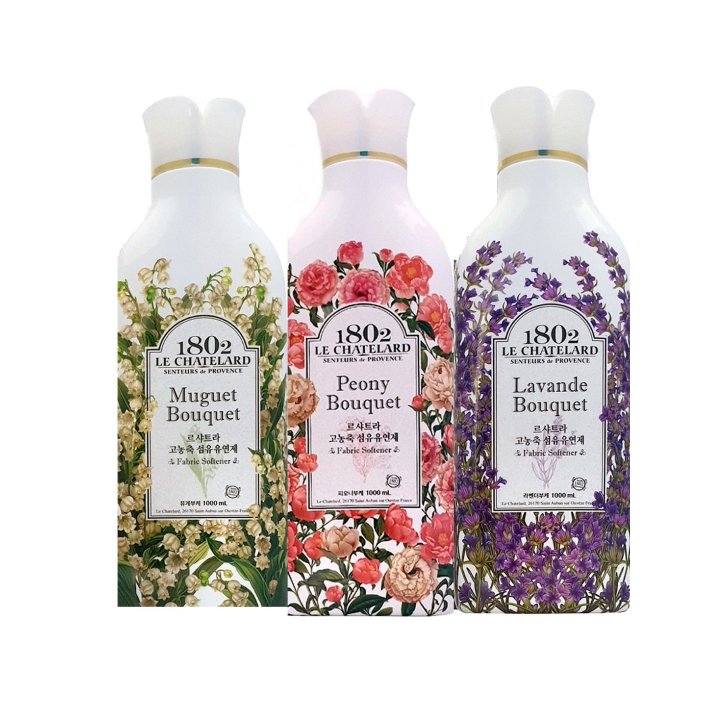 Tsm 애경 르샤트라 고농축 섬유유연제 (용기1LX3), 르샤트라(피오니부케1L+라벤더부케1L+뮤게부케1L) 20,850원