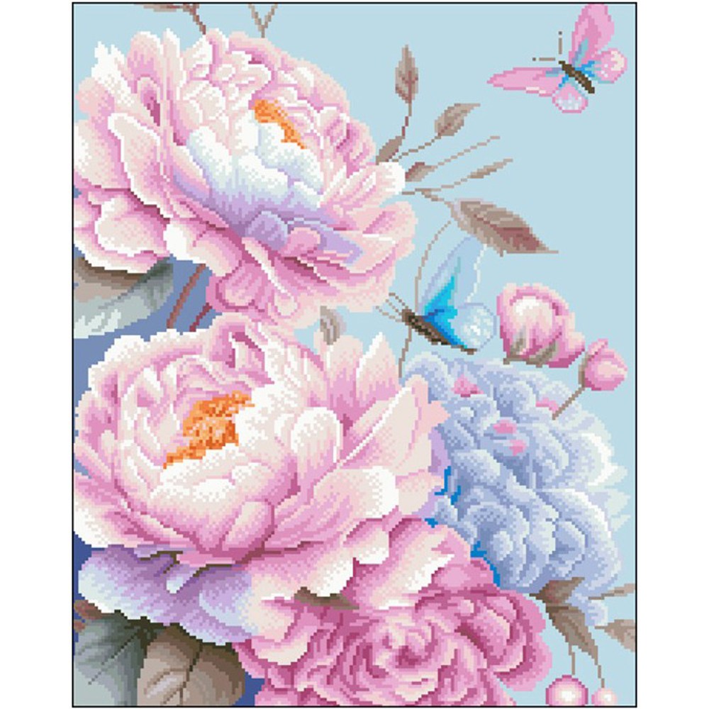 실십자수 DIY패키지 도안 세트 돈들어오는 재물 꽃 풍경 자연, 모란나비 50x60cm, 1개 19,700원