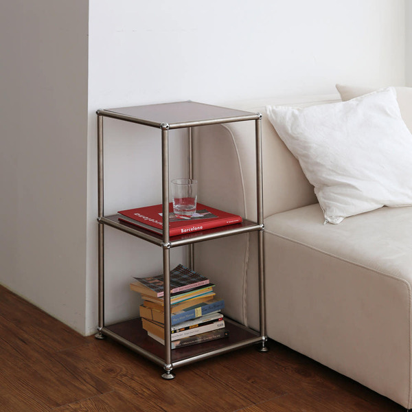 에프룸 미드센츄리 모듈협탁 모듈선반 사이드테이블_선반형, 자작 원목, 3단 140,000원