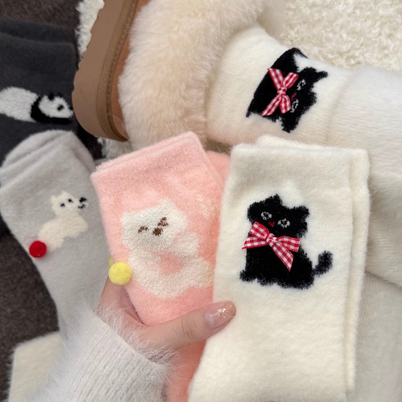 Banjiwu 여성 양말 귀여운 겨울 수면 양말 수면 양말 임산부 무압박 중목 양말 장목 양말 중목 양말 도톰한 보온 방한 용품 다리 보온대 패션 5족 세트 29,990원