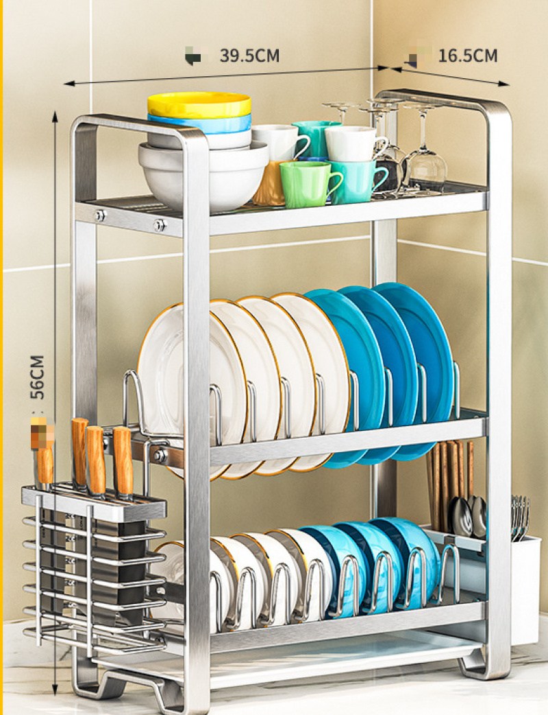 해피유통  주방 식기 건조대 다층 스테인리스 스틸 보관 선반 절대 미끄럼 방지 도구 설거지대 30,520원