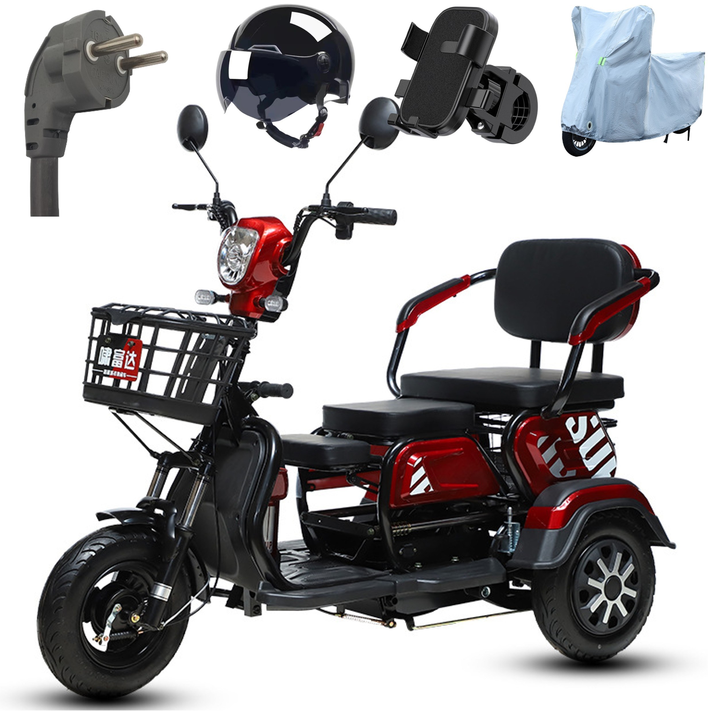 테크앤유 삼륜 노인전동차 리튬배터리 48V 25Ah(100km주행), 레드, 25Ah(100km주행) 949,000원