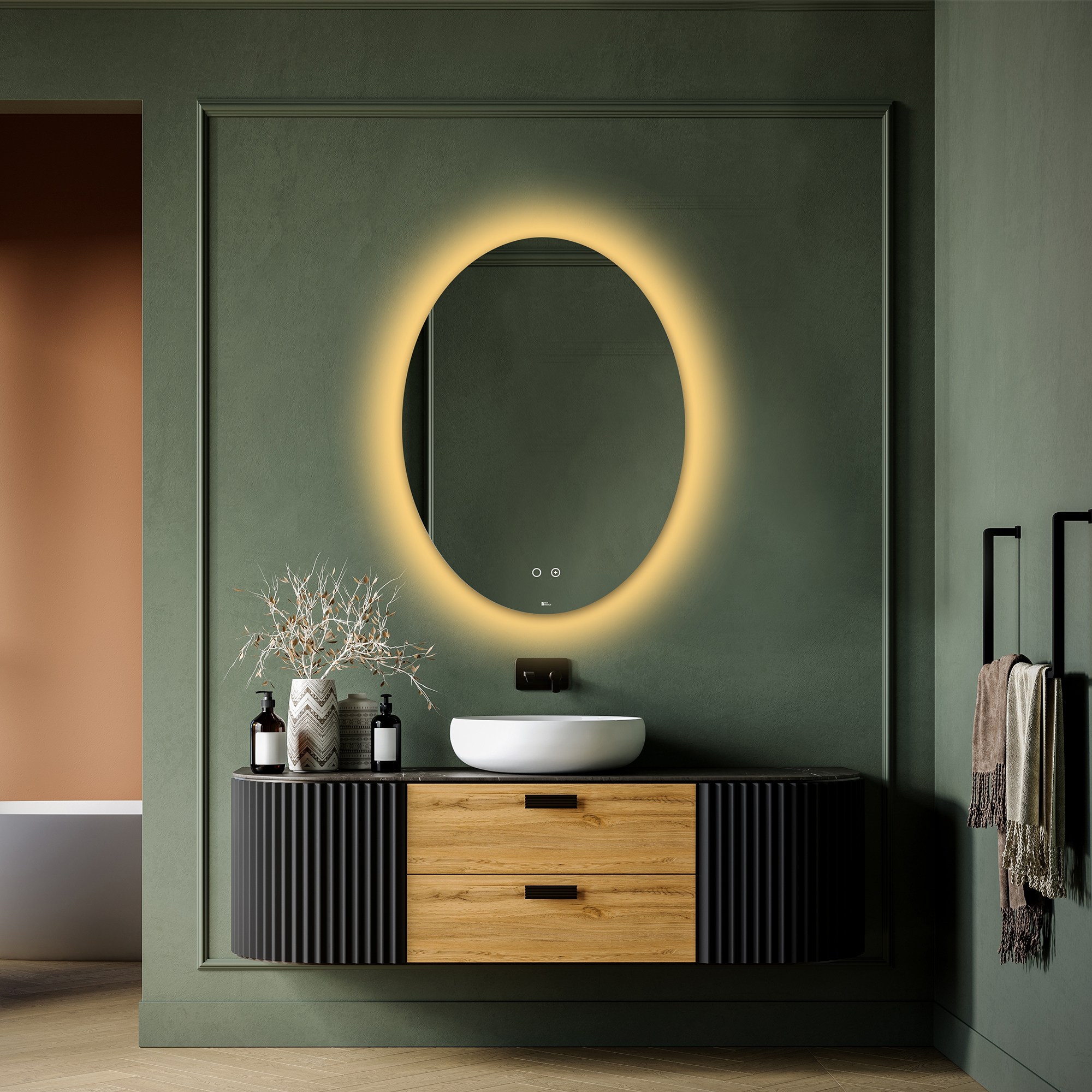 헤이미러 LED 간접 조명+살균 거울 - 계란형 178,000원