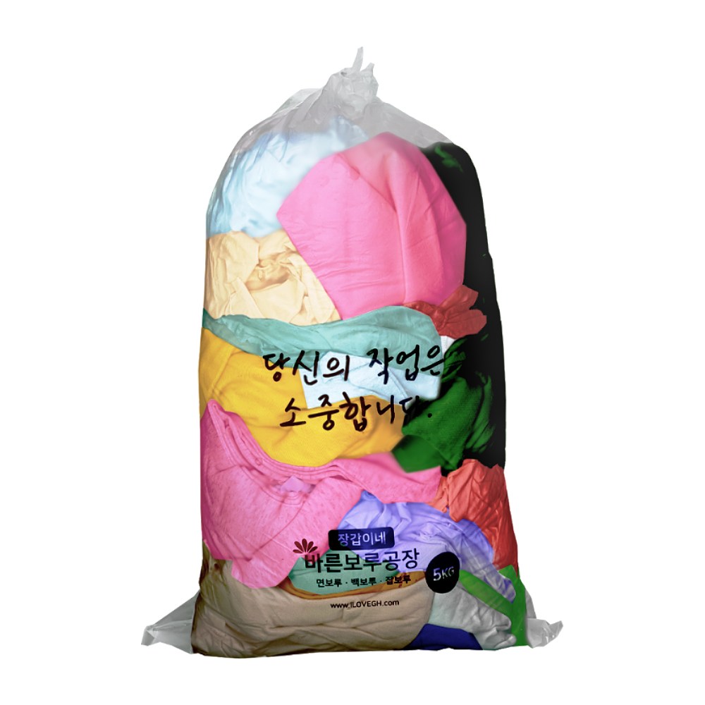 바른보루 국산 면 보루 원단 100% 고급 기름 청소 걸레, [특A]원단 색 잡보루 5kg, 1개 10,000원