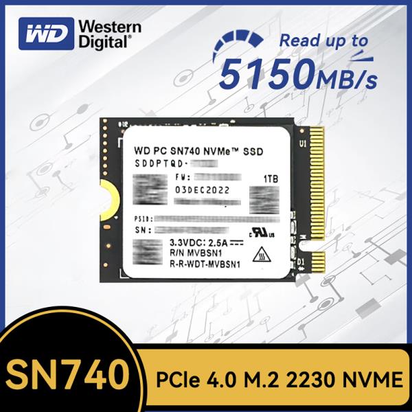 웨스턴 디지털 WD SN740 SSD M.2 2230 Gen4 PCIe 4.0 X4 NVMe 솔리드 스테이트 드라이브, 스팀 데크 마이크 233,000원
