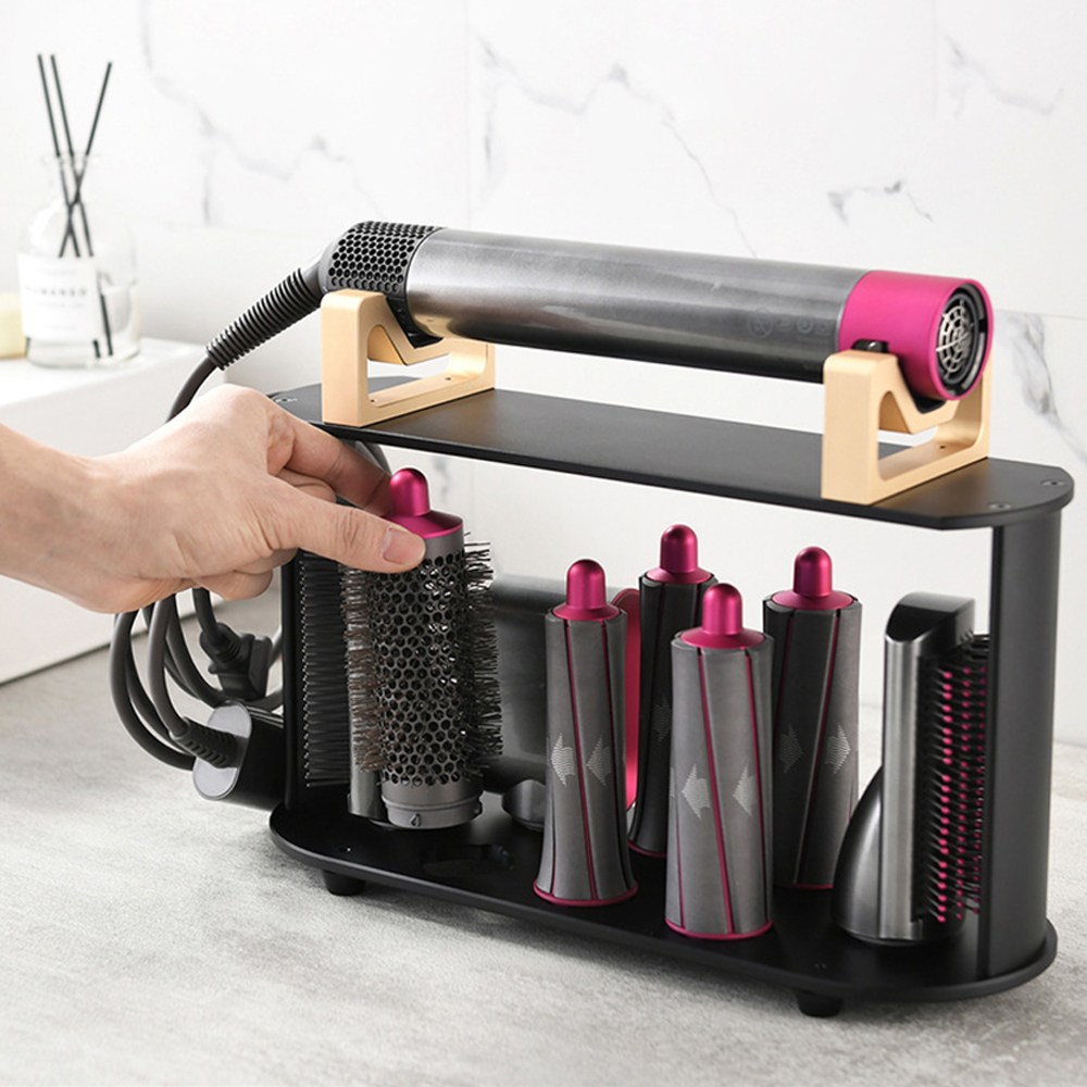 다이슨 에어랩 호환 고데기 스탠드 드라이어 브러쉬 수납 정리함, 1개, blackgold 62,800원