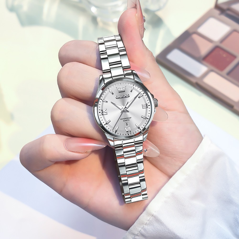 OLEVS 여성손목시계 정품쿼츠 럭셔리 명품 워터프루프 야광 일력 메탈시계 30,700원