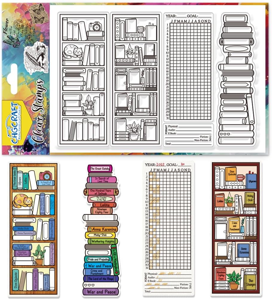 DIY 핸드메이드 PVC 투명 스탬프 책 시리즈 카드만들기 스크랩북 소품 데코 시트 1장 16x11cm, 책4 4,420원