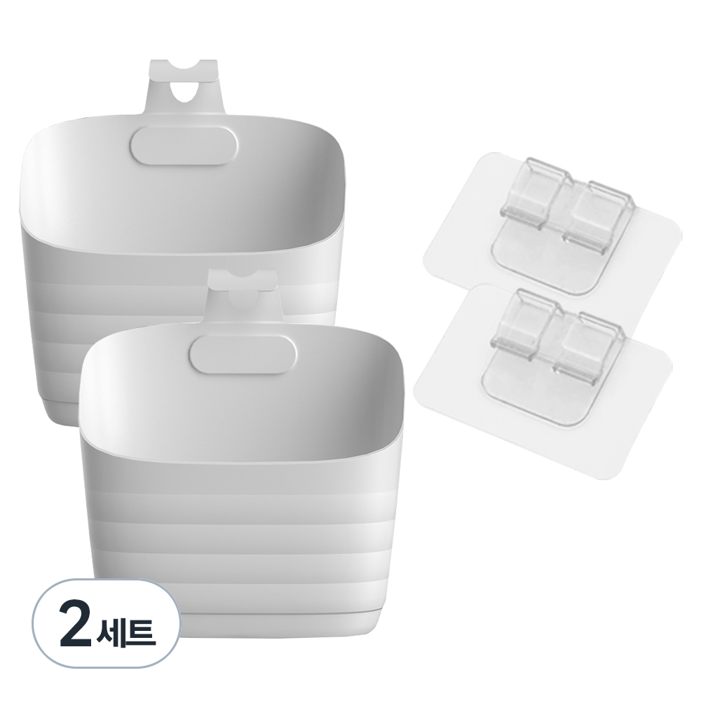 조이베리 주방 욕실 벽걸이 수납바구니 대형 2p + 접착패드 2p, 화이트, 2세트 15,780원