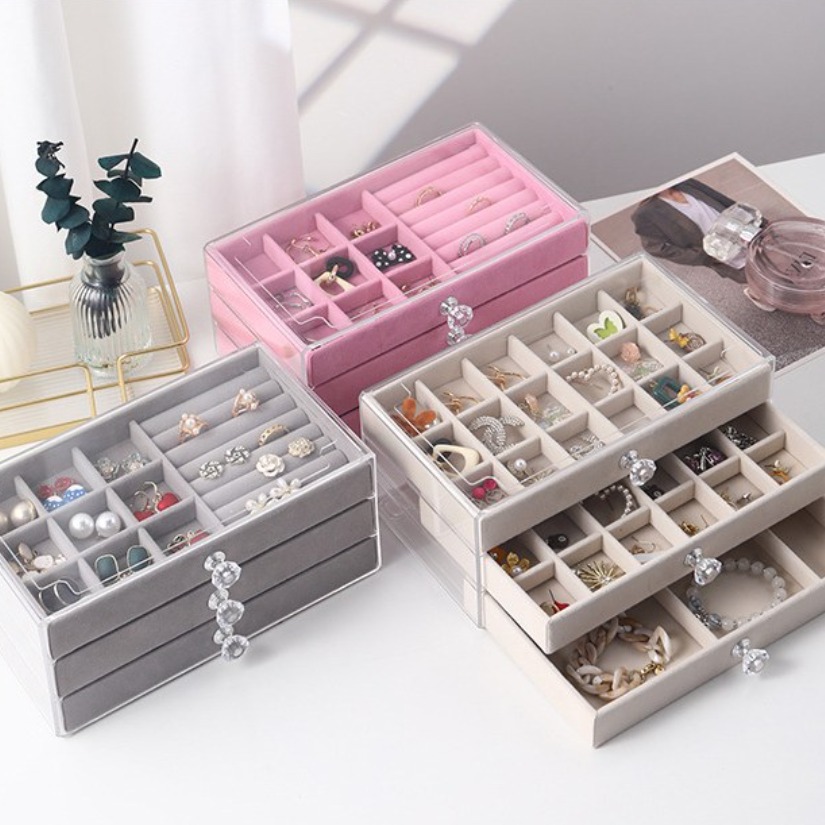 글로리존 칸칸이 투명 아크릴 보석함 귀걸이 목걸이 반지 보관함 14,500원