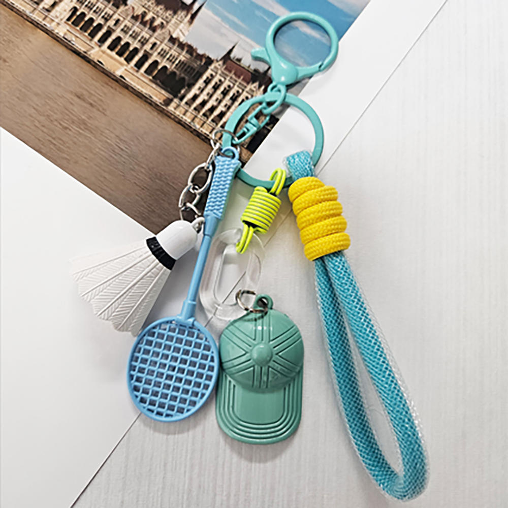 귀여운 미니 배드민턴 키링 가방 자동차 키 가방 핸드폰 스트랩 열쇠 고리, 배드민턴모자민트, 1세트 9,600원