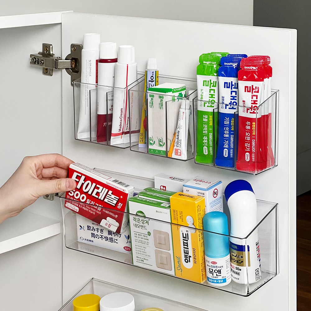 루시아이 공중부양 붙여쓰는 투명 약정리함 칸막이형 3개+일반형 1개, 칸막이형3개+일반형1개,투명, 1세트 12,900원