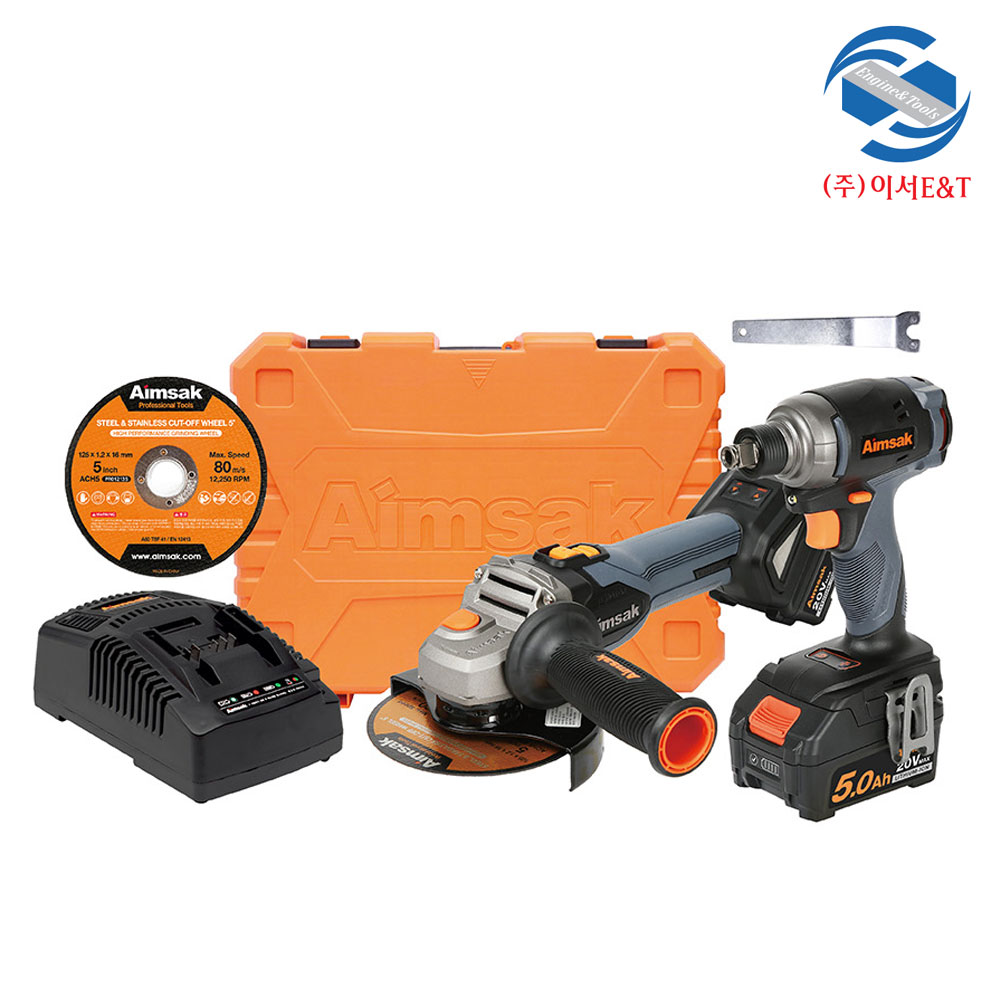 아임삭 20V MAX 127mm 그라인더+임팩드라이버렌치 겸용 콤보 5.0Ah 세트 BL18GX7 (BL18G70+BL18X70) 513,000원