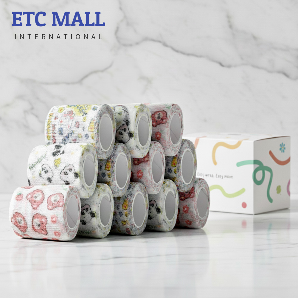 이티씨몰 자가점착 밴드 5cm 압박붕대 패턴 애니멀 3종 쉐임 베어 푸바오 랜드 비비드 키티 10+2, 1개 15,800원