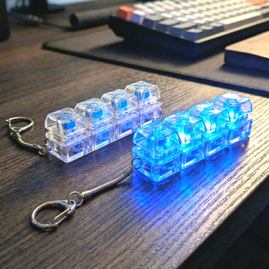 해나다 키캡 키링 LED 4구 청축 딸깍이 피젯 스위치 기계식키보드 7,900원