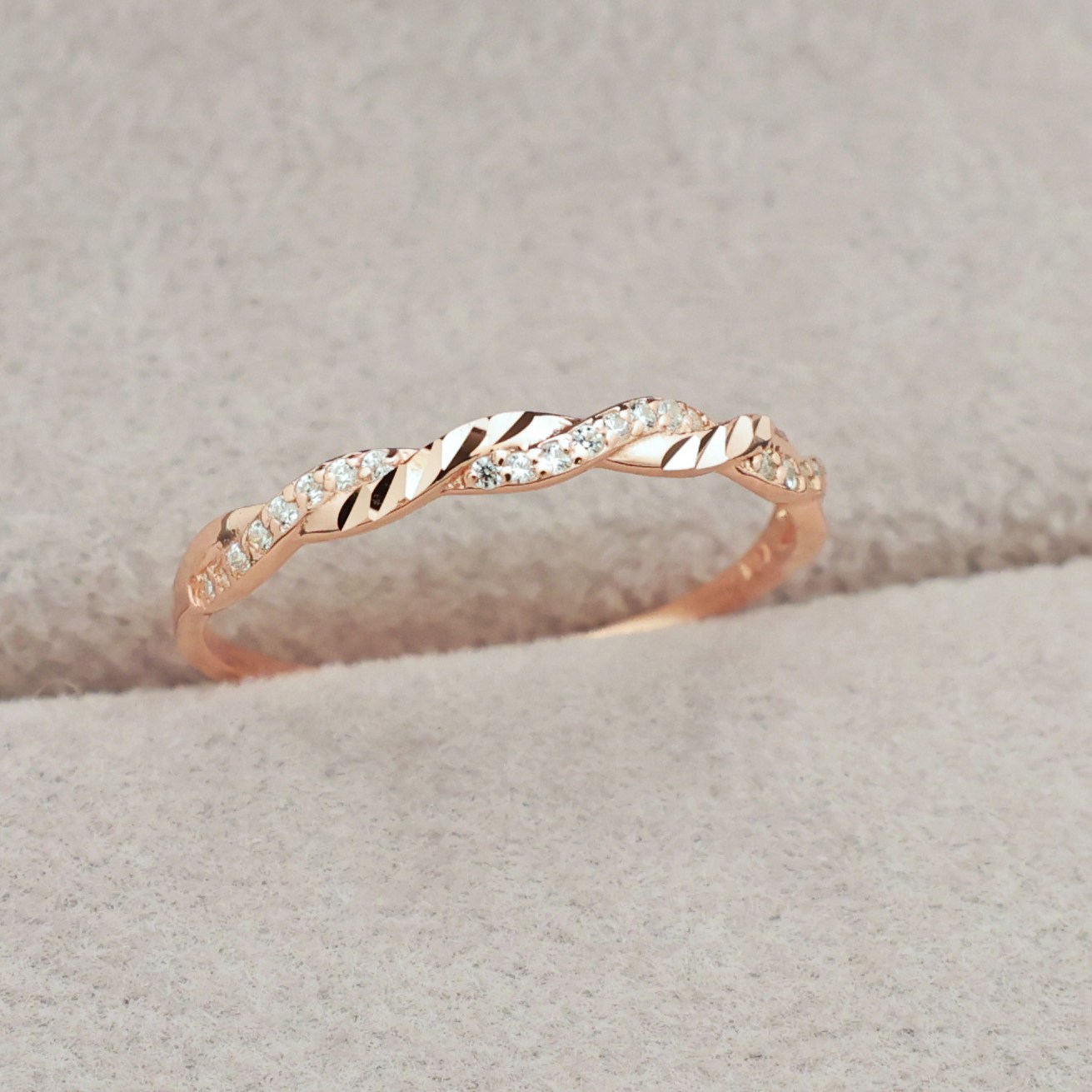 14k 18k 로즈골드 꼬임 반지 컷팅 우정 패션 심플 데일리 선물 레이어드(R319)체리스쥬얼리 242,000원