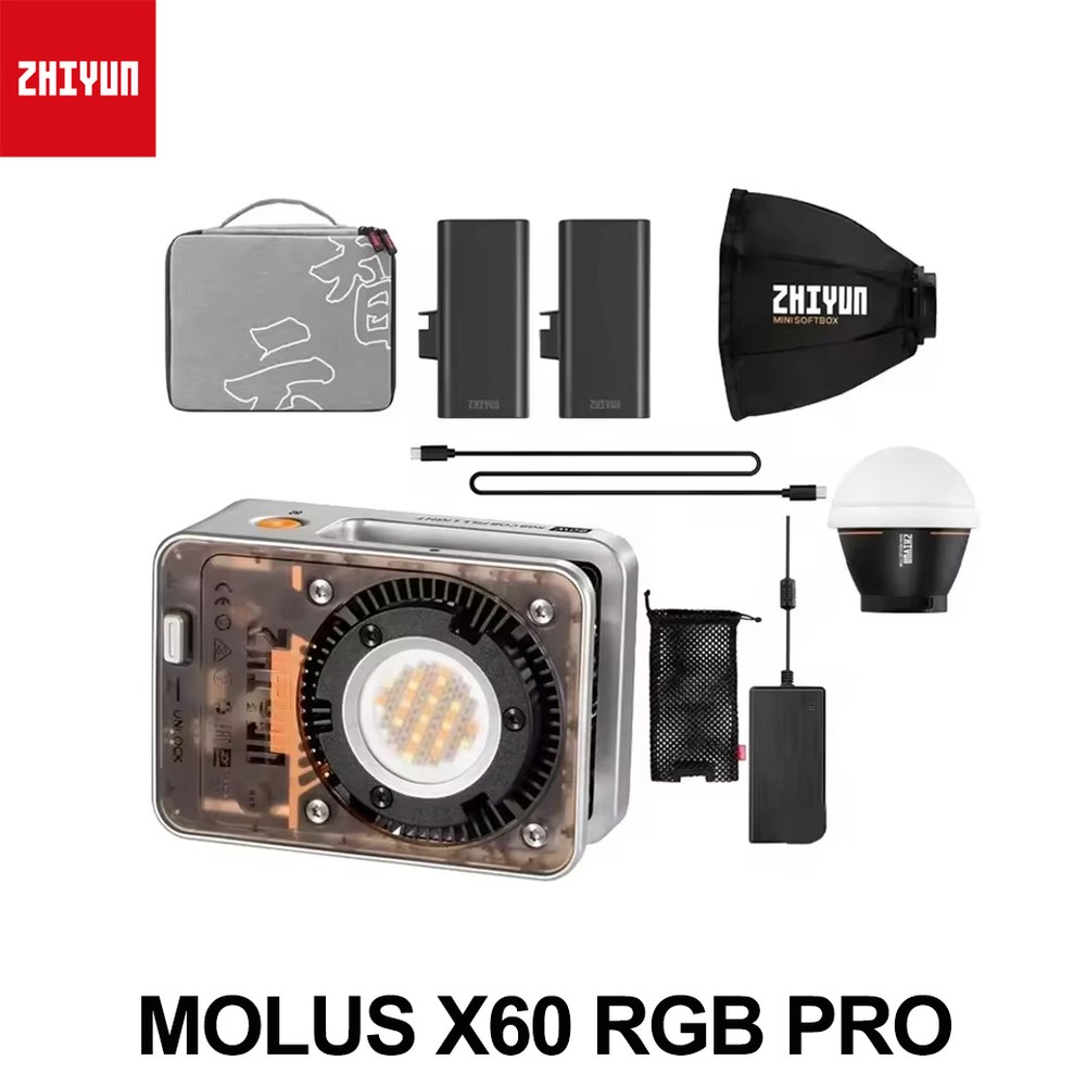 ZHIYUN MOLUS X60 X60RGB 60W COB 비디오 라이트 LED 포켓 조명 휴대용 야외 필 램프 사진 814,200원