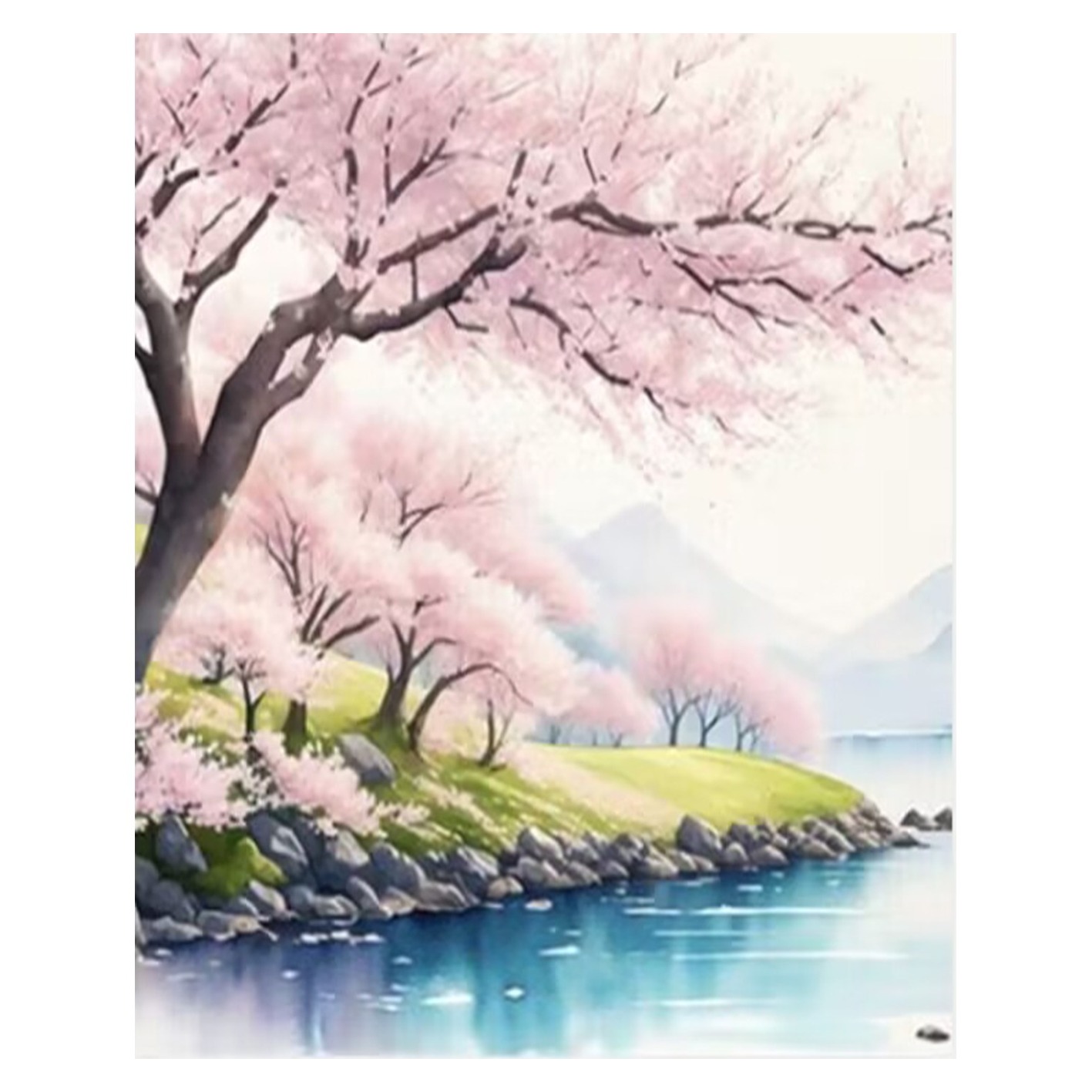 호우맘 액자 캔버스형 보석십자수 DIY 키트 40 x 50 cm, 1개, HM-116강변 벚꽃 19,800원