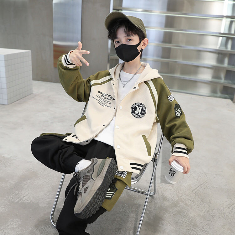나나키즈 남아 봄 가을 신상 N 레터링 로고 후드 배색 야구점퍼 상하복 세트 초중생 긴팔 초등생 긴바지 세트  (2312) 37,800원