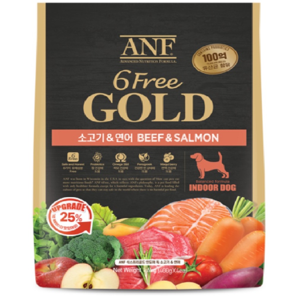 anf 6free gold 리뉴얼 소고기&연어, 오리&연어(강아지 전연령), 1개, 1.6kg, 소+연어 25,000원