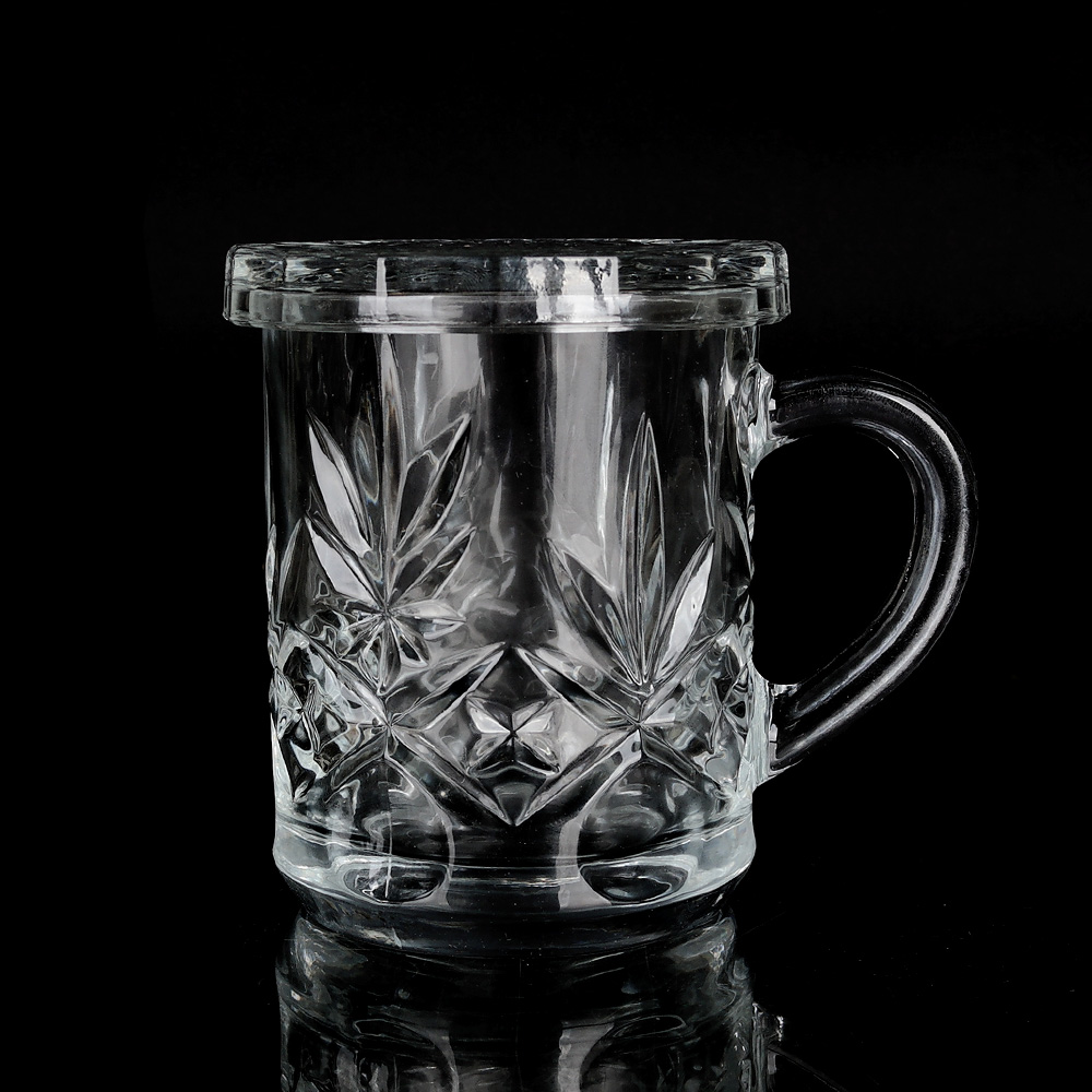 뚜껑 있는 머그잔 카페 커피 유리 머그컵 250ml 예쁜 찻잔, 1개, 나뭇잎 6,400원