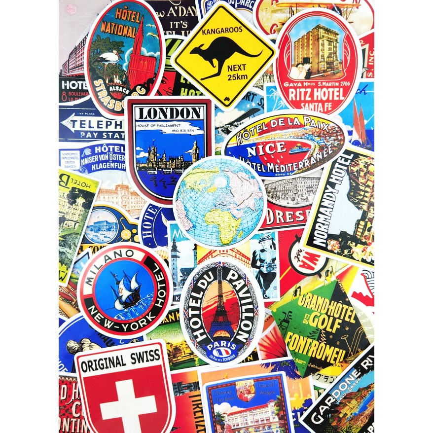 빈티지스티커 세계 여행 도시 호텔 레트로 감성 인스 아이패드 캐리어 스꾸 세트 vol 1, 1세트 4,730원