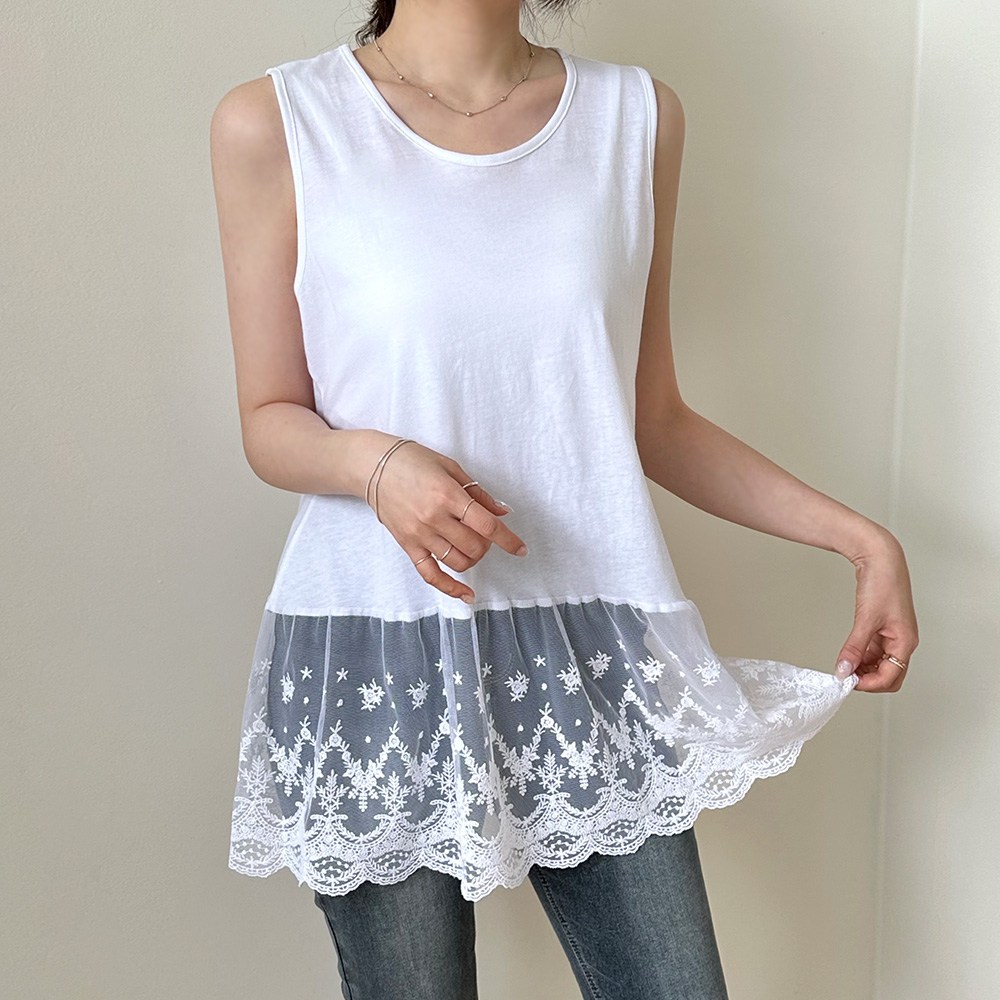 데일리앤 다즐링 레이스 레이어드 프릴 롱나시 14,800원