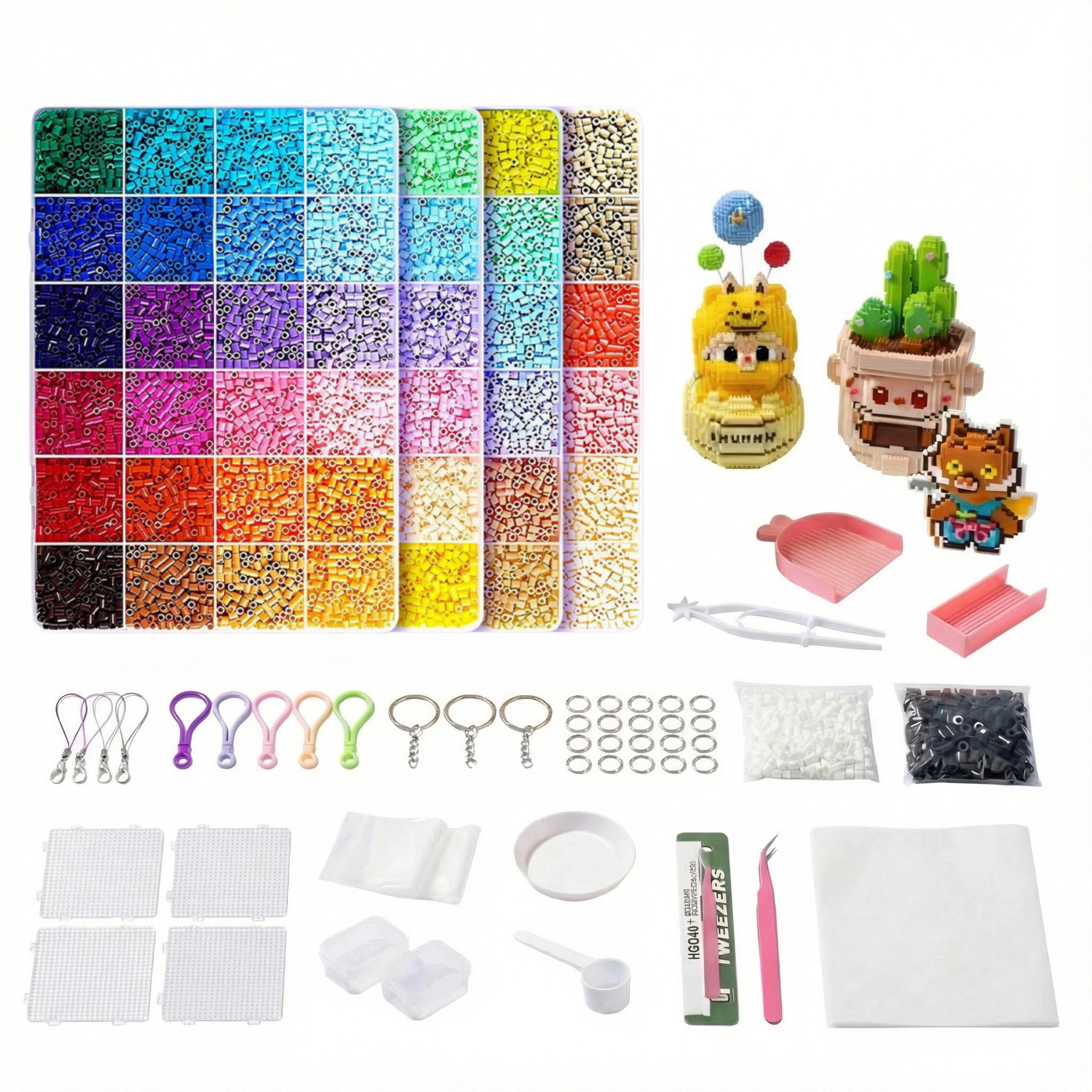 컬러비즈24/48/72/96/120색 컬러비즈세트 풀세트 구성 컬러비즈열쇠고리 컬러비즈집게 수납 상자 세트(호화 세트, 당신의 DIY 창작 욕구를 충족시킵니다), 96색, 1개 27,940원