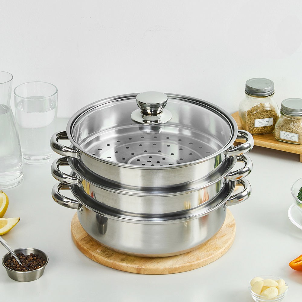 독일Brand 3단찜솥 IH인덕션 스텐 3단 찜 전골 냄비 끓어넘침 튀틀림 방지 스텐찜솥 찜기 찜솥 인덕션냄비 16,340원