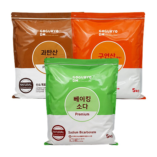 고구려디엠 프리미엄 5kg 3종셋트(과탄산소다 5kg+베이킹소다 5kg+구연산 5kg=15kg), 1개 33,180원