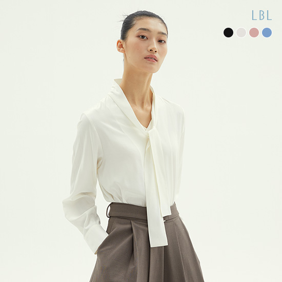 [LBL] 실크혼방 루즈핏 타이 블라우스 데일리 룩 25,500원