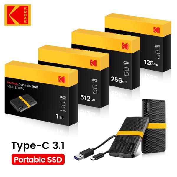 KODAK USB3.1 GEN2 SSD 1TB 외장형 하드 드라이브 128GB 256GB 512GB 1TB 솔리드 스테이트 미니 PSSD PC 노 45,000원