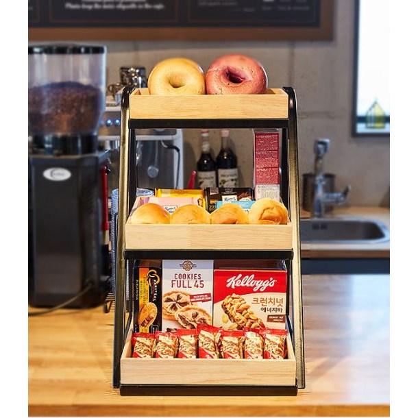 우드 베이커리카페 커피숍 제과 2단 3단 빵 쿠키 상품판매 조립 진열 선반 철제 디스펜서 173,000원