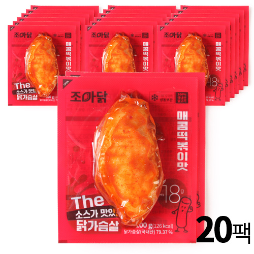 조아닭 THE 소스가 맛있는 닭가슴살 매콤떡볶이맛, 100g, 20팩 43,000원