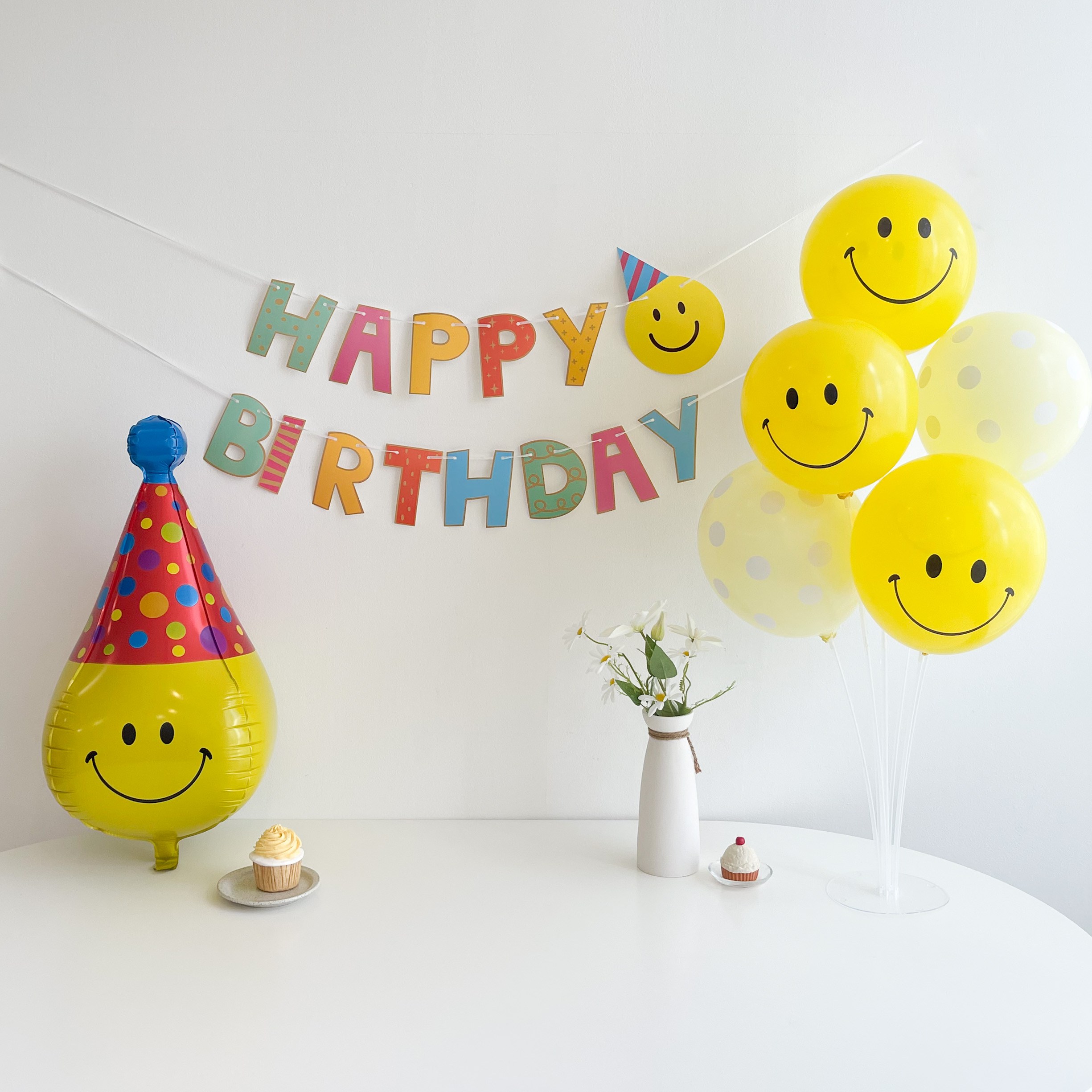 스마일 파티햇 풍선세트 생일파티 용품 세트 가랜드 은박풍선 기념일 23,000원